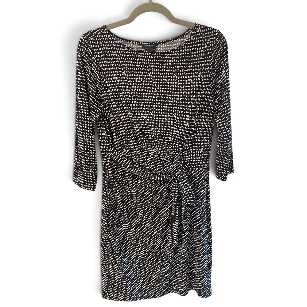 Ann Taylor Petite Black White Dotted Faux Wrap Sheath Dress MP P357418